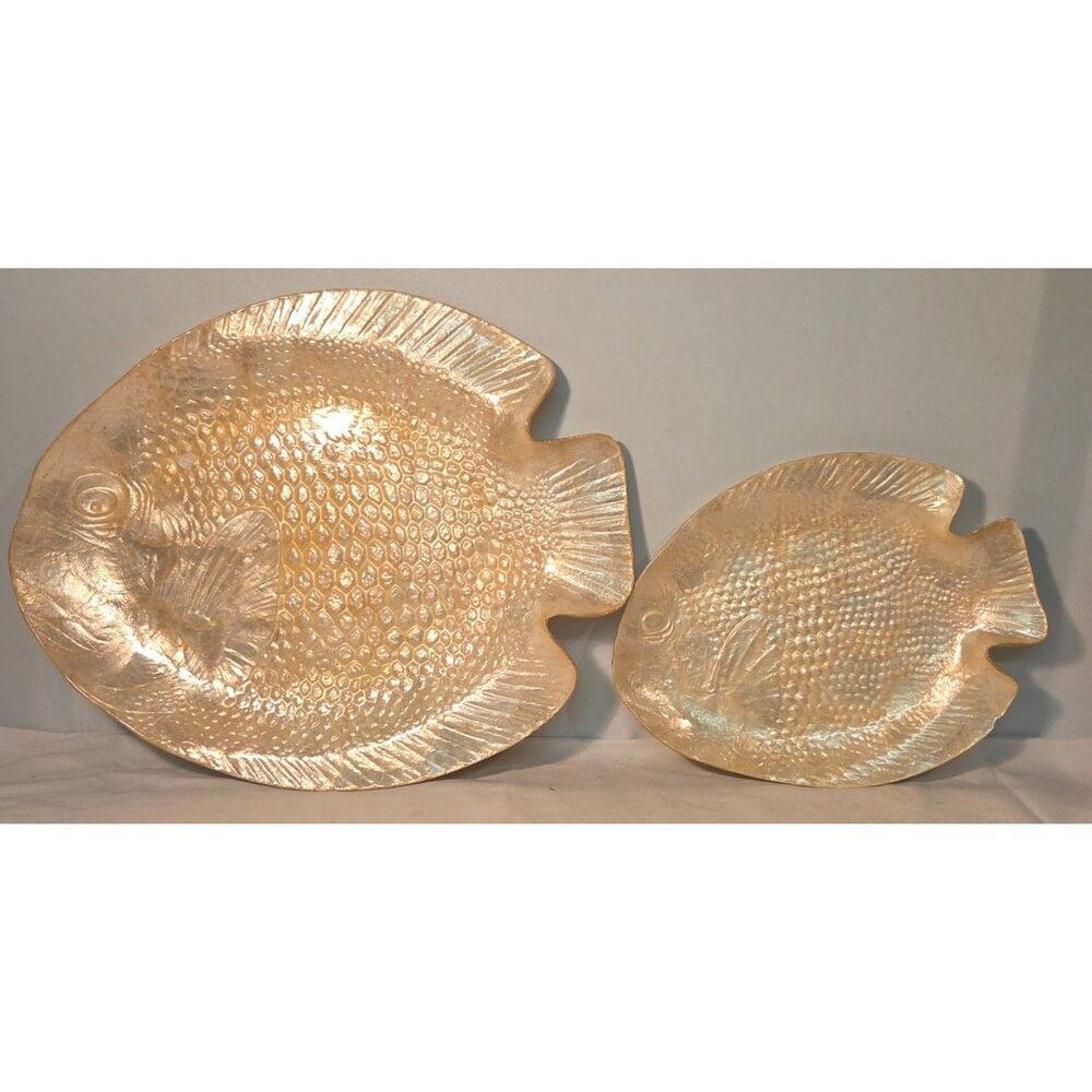 Vintage Acrylic Fish Serving Trays Set Iridescent Lucite Mid Century Decor